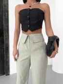 Pleated Linen Pants - My Fashion - Globality Store - Women Clothes Wholesale Turkey