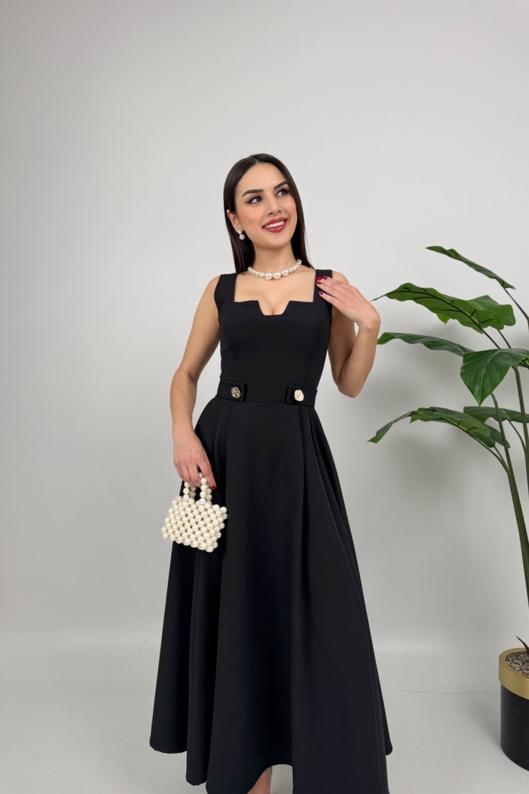 Belt Button Dress - Miss Janell - Globality Store - Women Clothes Wholesale Turkey
