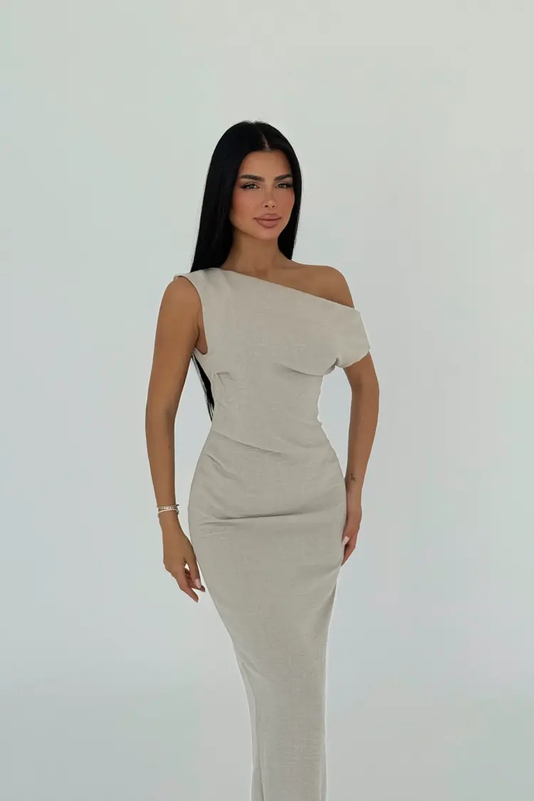 Slit Detail Pleated Dress