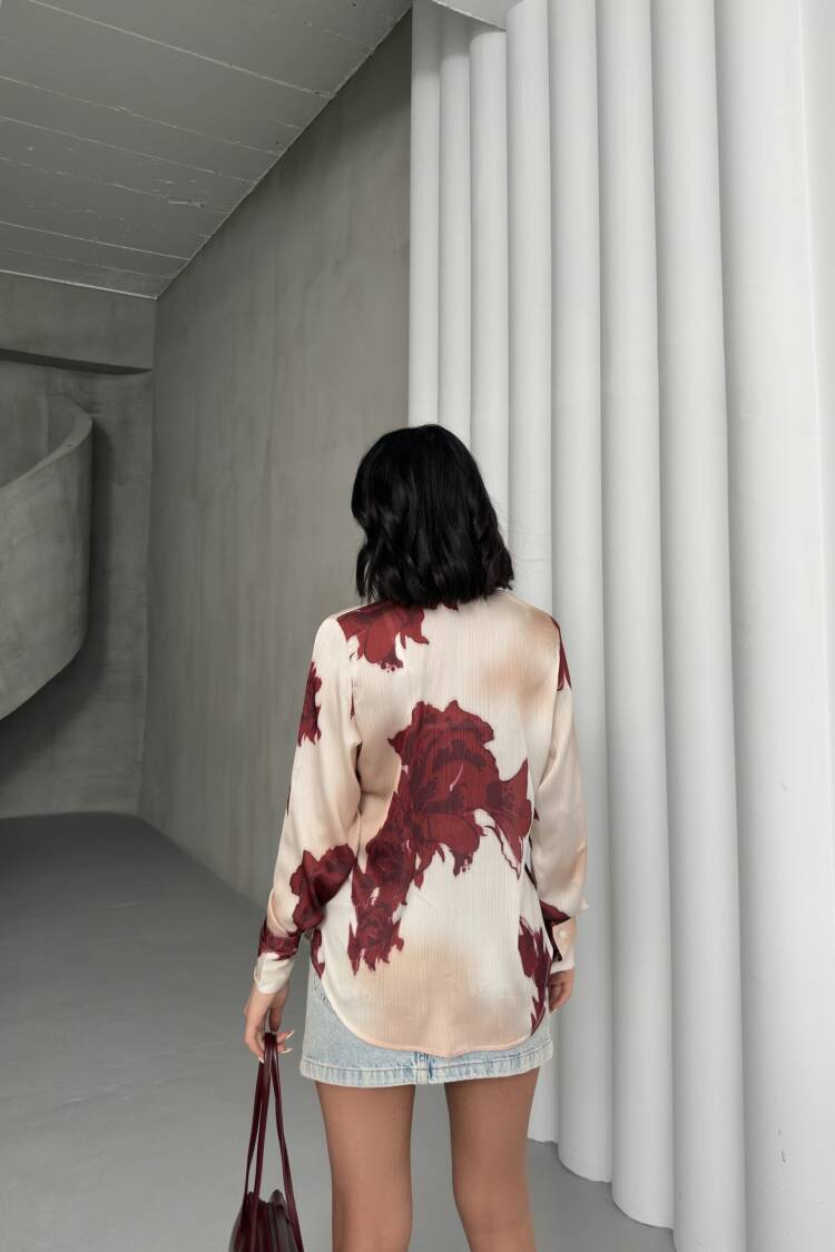Rose Pattern Shirt With Buds