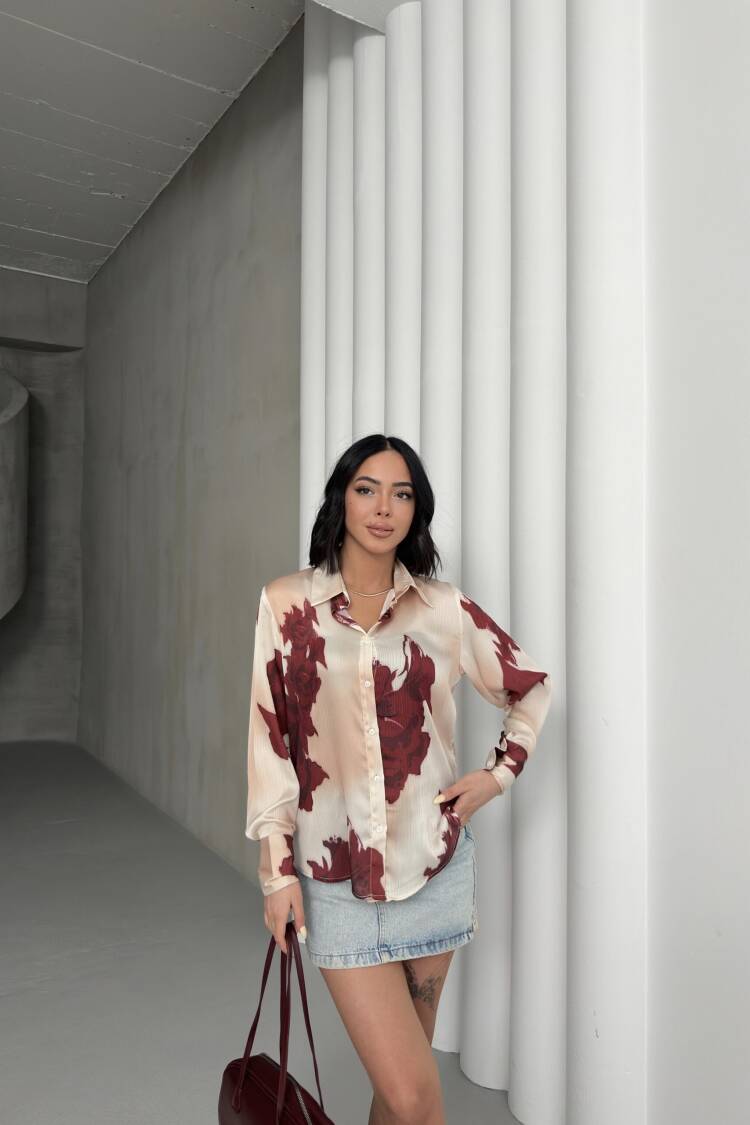Rose Pattern Shirt With Buds