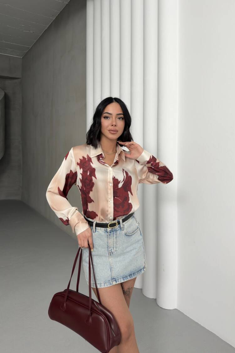 Rose Pattern Shirt With Buds