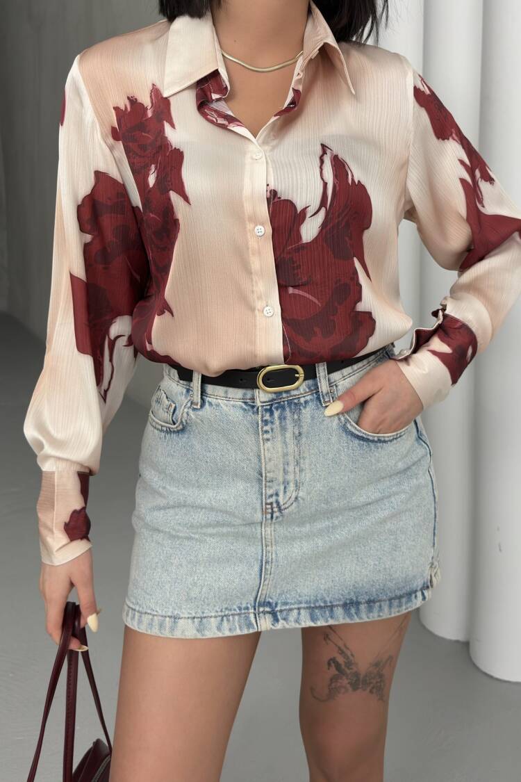 Rose Pattern Shirt With Buds