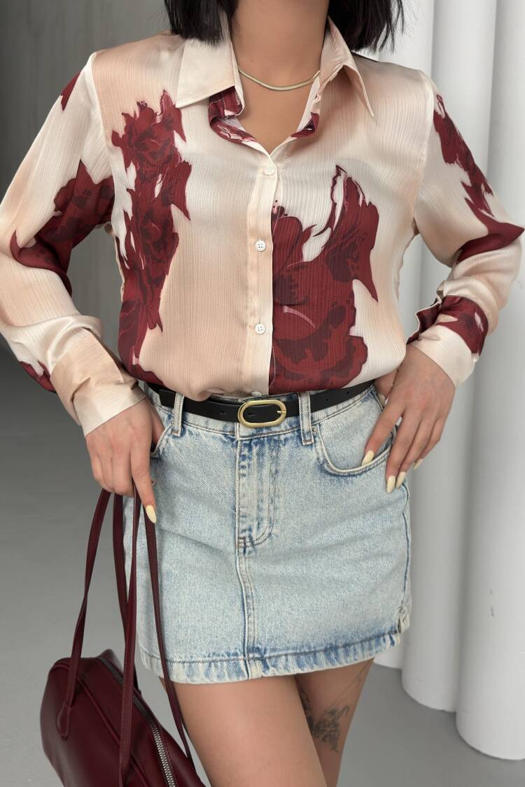 Rose Pattern Shirt With Buds