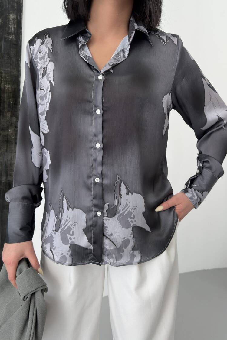 Rose Pattern Shirt With Buds