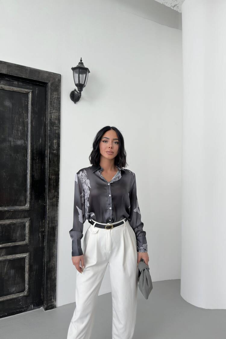 Rose Pattern Shirt With Buds