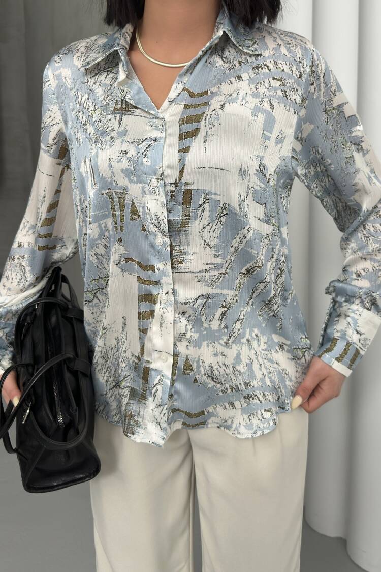 Bird Feather Pattern Shirt - My Fashion - Globality Store - Women Clothes Wholesale Turkey
