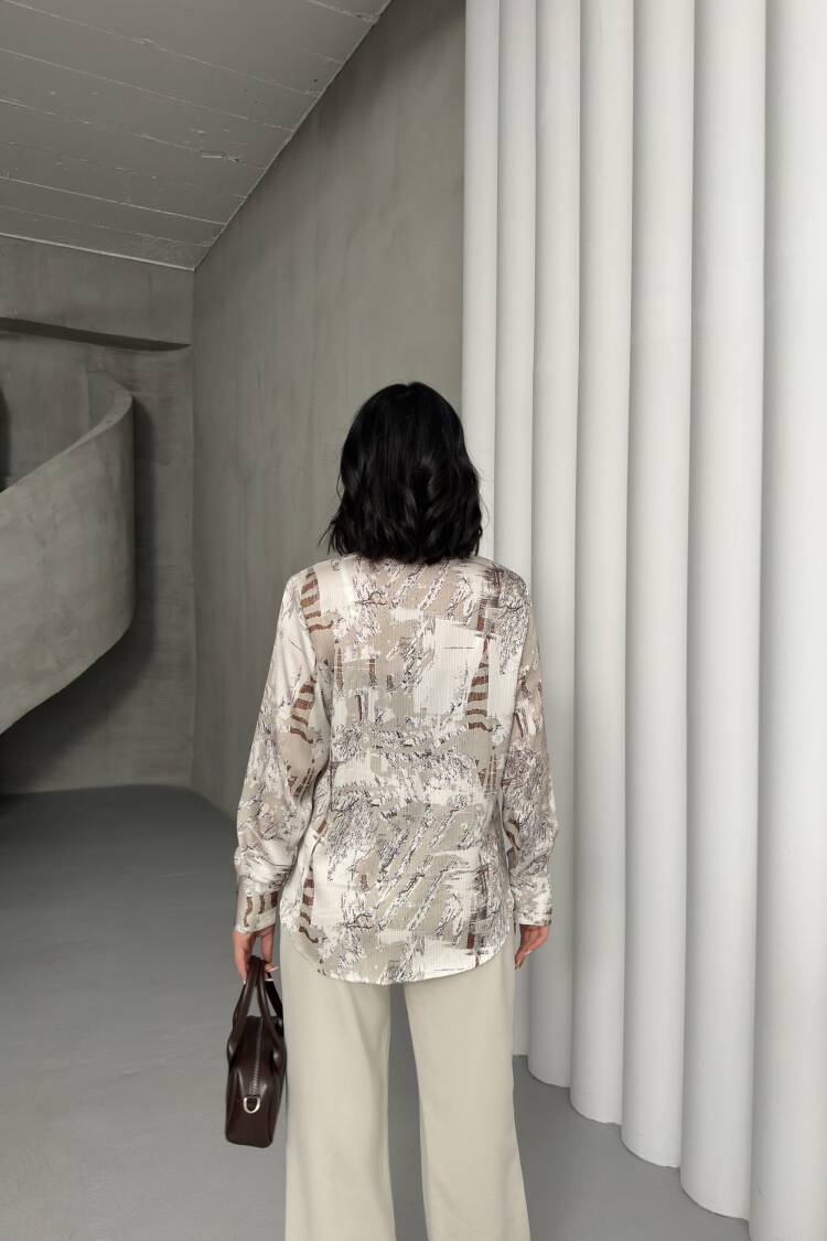 Bird Feather Pattern Shirt - My Fashion - Globality Store - Women Clothes Wholesale Turkey