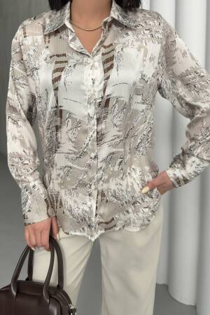 Bird Feather Pattern Shirt - My Fashion - Globality Store - Women Clothes Wholesale Turkey
