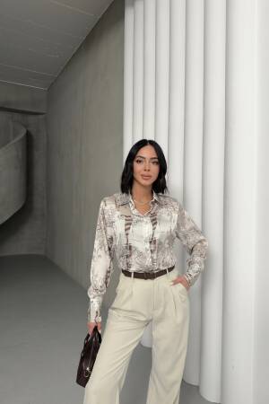 Bird Feather Pattern Shirt - My Fashion - Globality Store - Women Clothes Wholesale Turkey