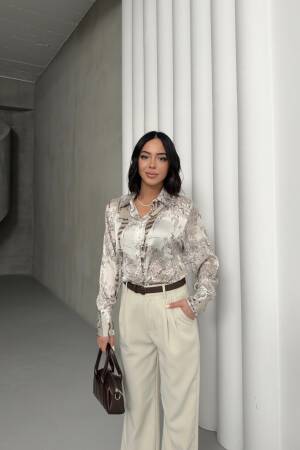 Bird Feather Pattern Shirt - My Fashion - Globality Store - Women Clothes Wholesale Turkey