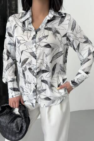 Bamboo Leaf Pattern Shirt - My Fashion - Globality Store - Women Clothes Wholesale Turkey