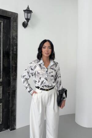 Bamboo Leaf Pattern Shirt - My Fashion - Globality Store - Women Clothes Wholesale Turkey