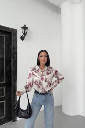 Leaf Pattern Yoryo Shirt - My Fashion - Globality Store - Women Clothes Wholesale Turkey