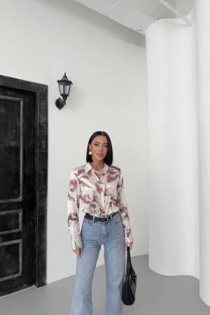 Leaf Pattern Yoryo Shirt - My Fashion - Globality Store - Women Clothes Wholesale Turkey