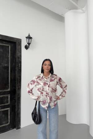 Leaf Pattern Yoryo Shirt - My Fashion - Globality Store - Women Clothes Wholesale Turkey