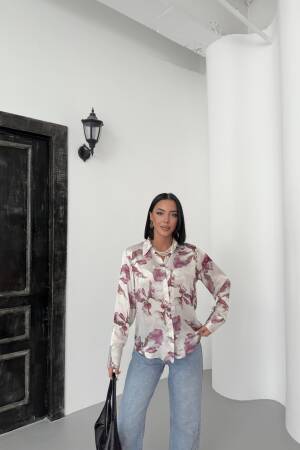 Leaf Pattern Yoryo Shirt - My Fashion - Globality Store - Women Clothes Wholesale Turkey