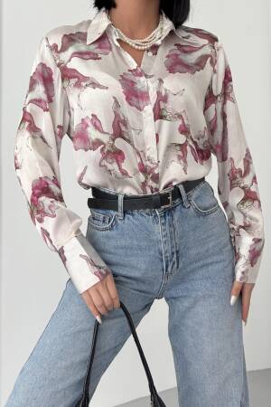 Leaf Pattern Yoryo Shirt - My Fashion - Globality Store - Women Clothes Wholesale Turkey