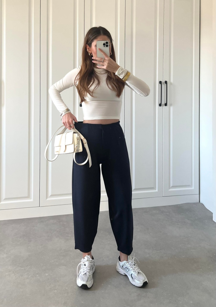 Women's High Waist Crepe Pants - Navy