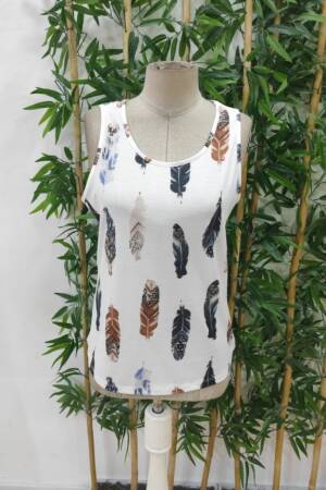 Women's Zero Sleeve V-Neck Leaf Print Sweater Blouse - Mix Color - Janes - Globality Store - Women Clothes Wholesale Turkey