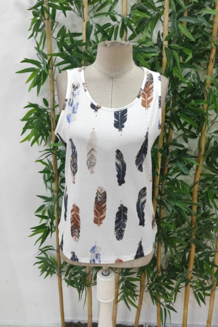 Women's Zero Sleeve V-Neck Leaf Print Sweater Blouse - Mix Color