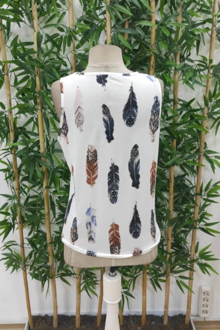 Women's Zero Sleeve V-Neck Leaf Print Sweater Blouse - Mix Color
