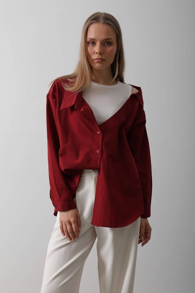 Tank Top Detailed Shirt - Burgundy