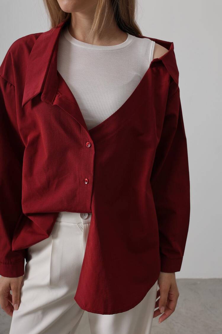 Tank Top Detailed Shirt - Burgundy