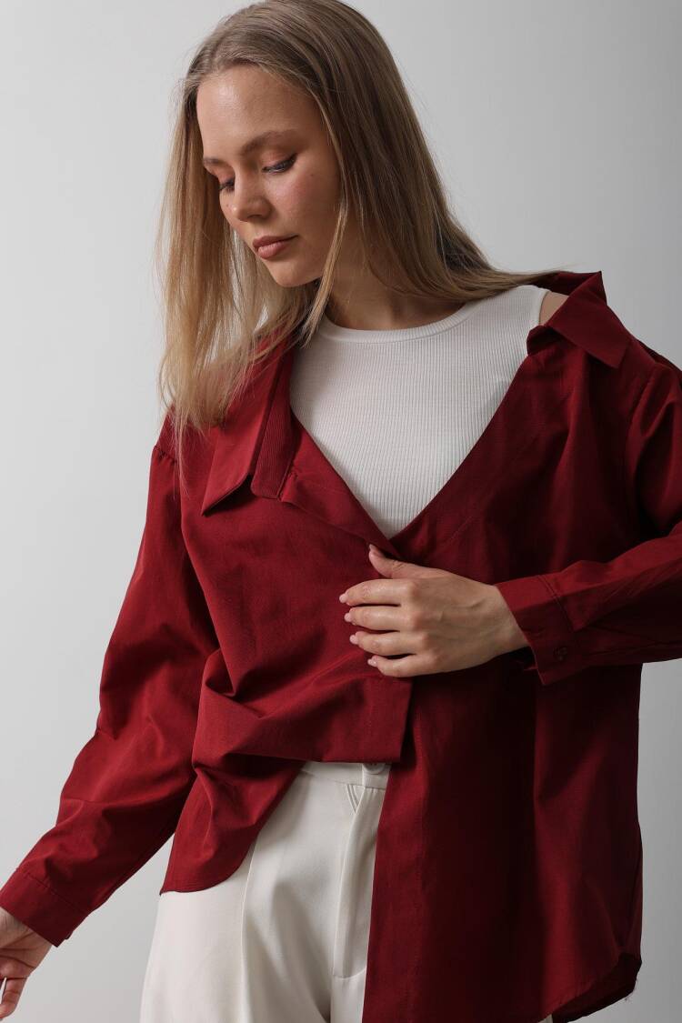 Tank Top Detailed Shirt - Burgundy