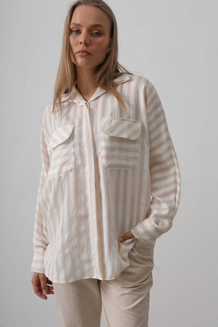 Pocket Detailed Oversize Shirt
