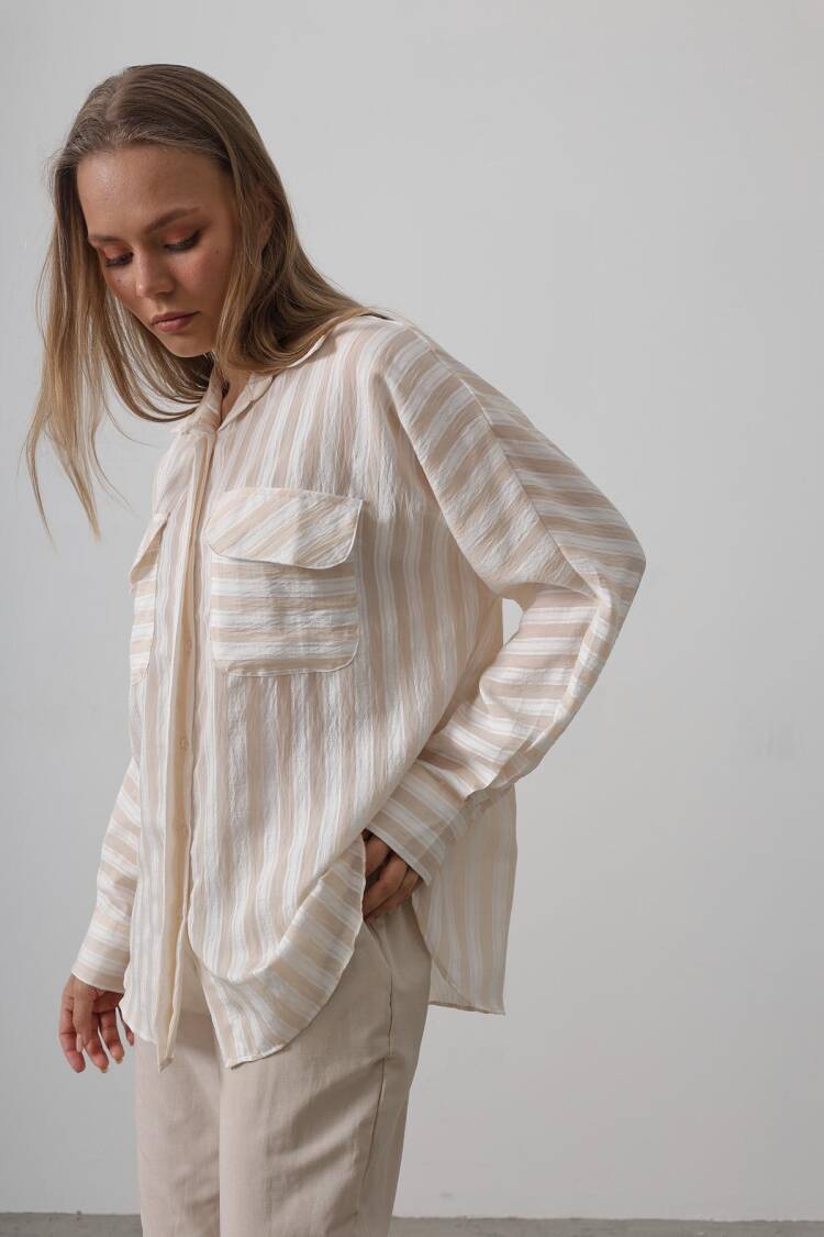 Pocket Detailed Oversize Shirt