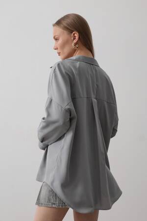 Wide Cuff Detailed Shirt - Reyon - Globality Store - Women Clothes Wholesale Turkey