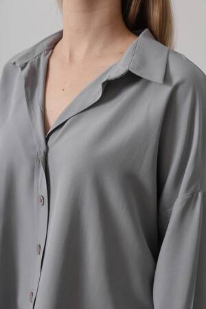 Wide Cuff Detailed Shirt - Reyon - Globality Store - Women Clothes Wholesale Turkey
