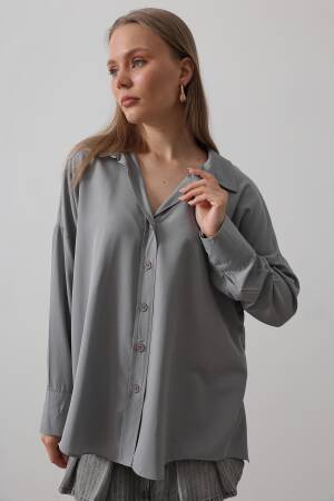 Wide Cuff Detailed Shirt - Reyon - Globality Store - Women Clothes Wholesale Turkey