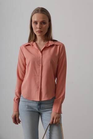 Basic Shirt - Salmon - Reyon - Globality Store - Women Clothes Wholesale Turkey