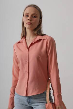 Basic Shirt - Salmon - Reyon - Globality Store - Women Clothes Wholesale Turkey
