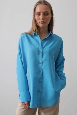 Wide Cuff Detailed Shirt - Reyon - Globality Store - Women Clothes Wholesale Turkey