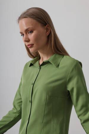 Basic Shirt - Cagla Green - Reyon - Globality Store - Women Clothes Wholesale Turkey
