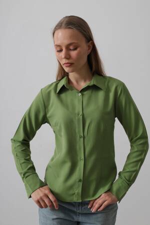 Basic Shirt - Cagla Green - Reyon - Globality Store - Women Clothes Wholesale Turkey