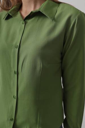 Basic Shirt - Cagla Green - Reyon - Globality Store - Women Clothes Wholesale Turkey