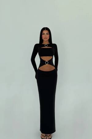 Ring Detail Long Dress - EYYO ATELIER - Globality Store - Women Clothes Wholesale Turkey
