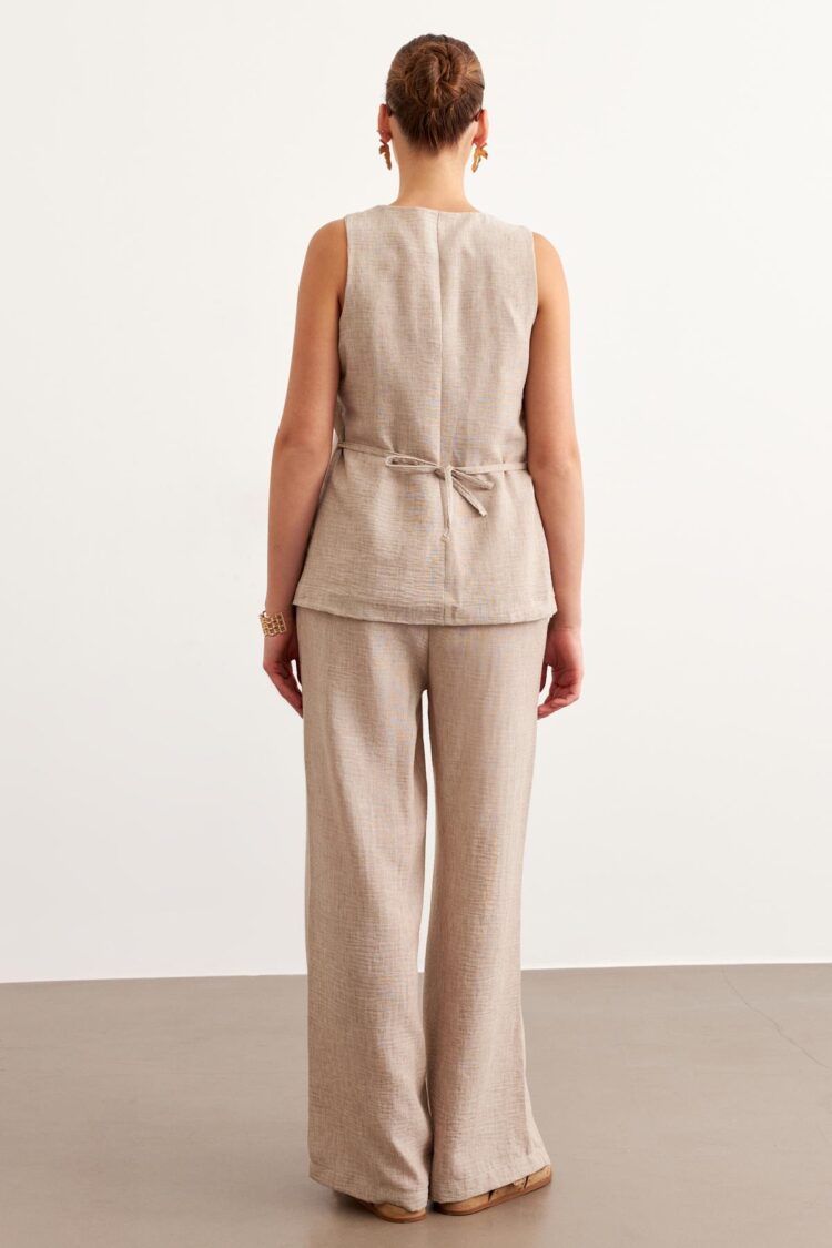 Elastic Waist Linen Trousers
