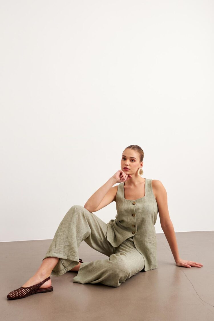 Elastic Waist Linen Pants