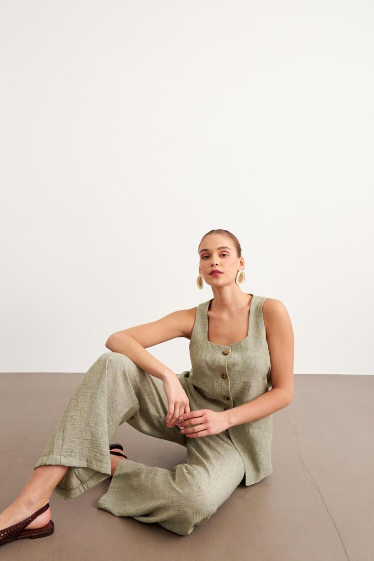 Elastic Waist Linen Pants