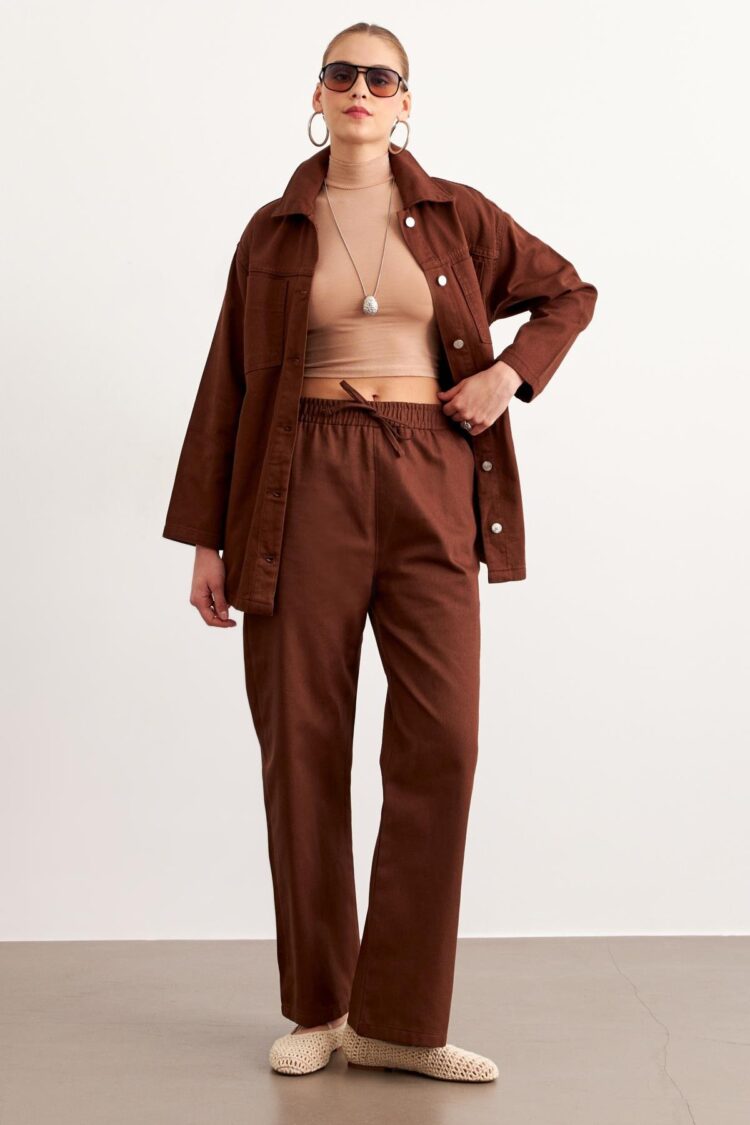 Elastic Waist Gabardine Pants - Levure - Globality Store - Women Clothes Wholesale Turkey