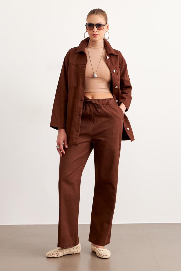 Elastic Waist Gabardine Pants