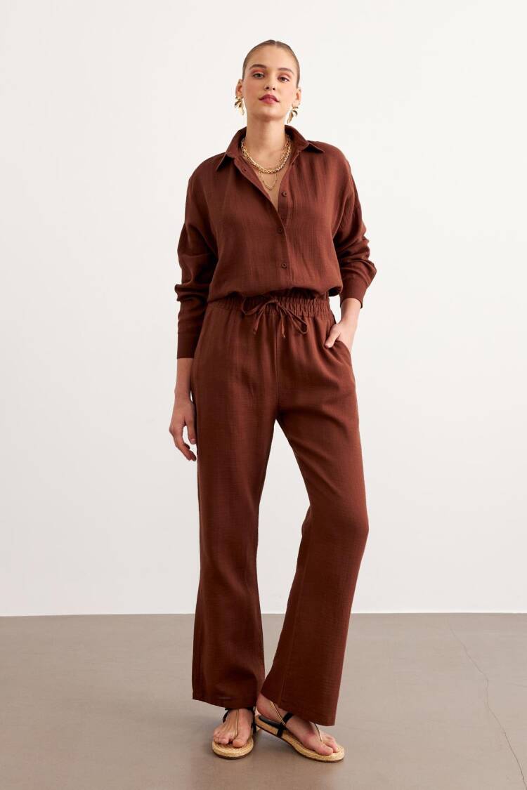 Women's Long Sleeve Oversize Mueslin Shirt - Brand: Levure - Women's Clothing Wholesale - Globality Store