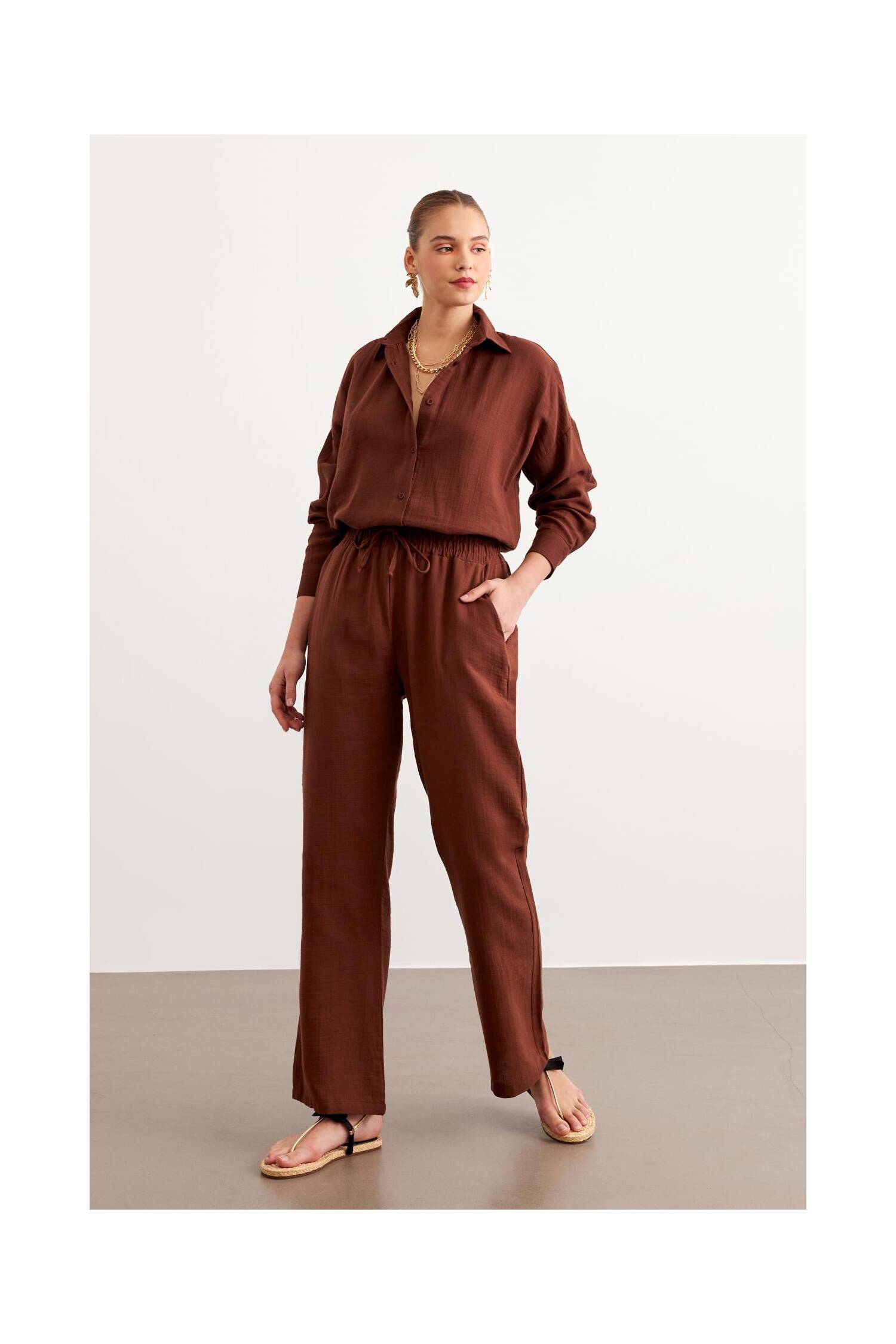 Women's Long Sleeve Oversize Mueslin Shirt - Brand: Levure - Women's Clothing Wholesale - Globality Store