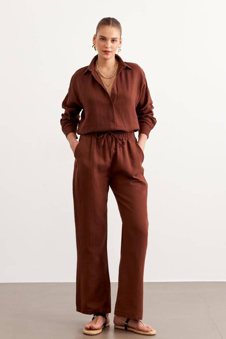 Women's Long Sleeve Oversize Mueslin Shirt