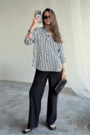 Striped Shirt Linen - Ello - Globality Store - Women Clothes Wholesale Turkey